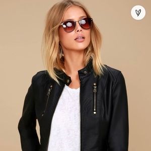 Peace of Mind Black Vegan Leather Moto Jacket
